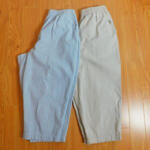 Chic Seersucker Capri Pants Lot of 2 Cotton Pull-On Elastic Waist Summer Stripe